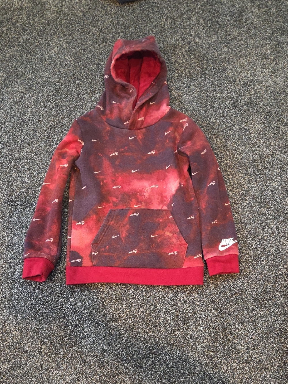 Nike Kids Red Maroon Tie-Dye Hoodie
